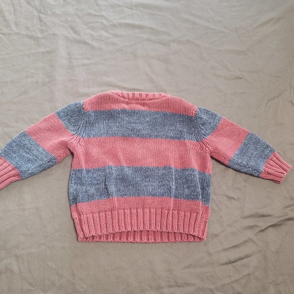 Knit Striped Sweater Old Navy Size Red Grey Striped Design 12-18 Months - Picture 2 of 5